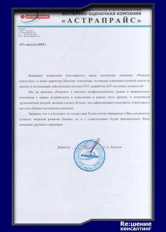 Отзыв Решение консалтинг
