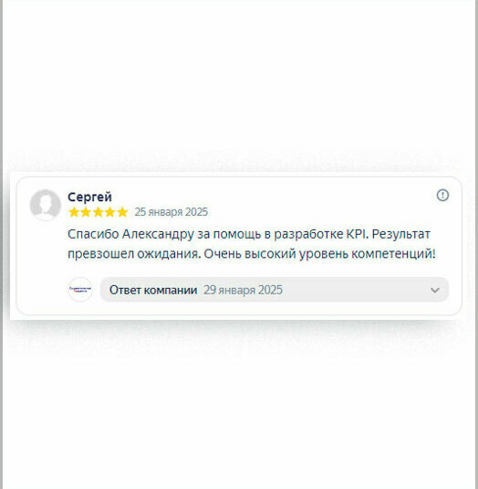 Отзыв Стратегическое решение Александр Шведов  Система KPI